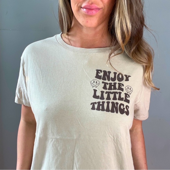 On Fire Tops - On Fire Enjoy the Little Things Smiley Face Tee Shirt